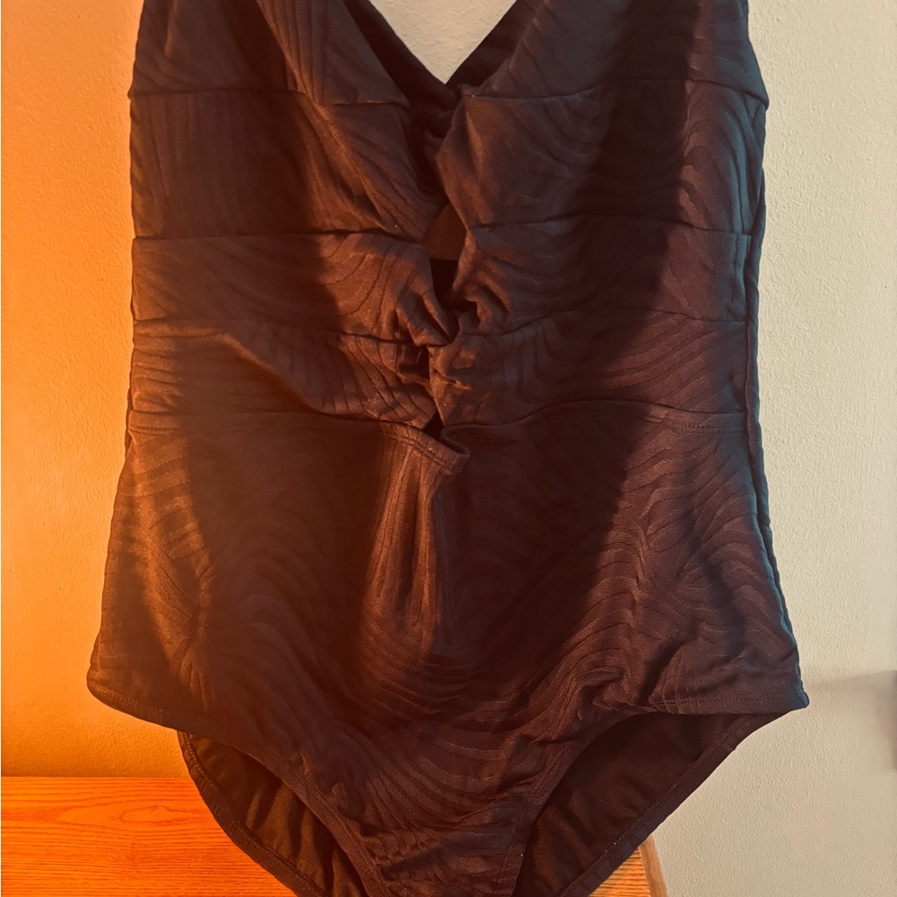 Black Swimsuit with Textured Design